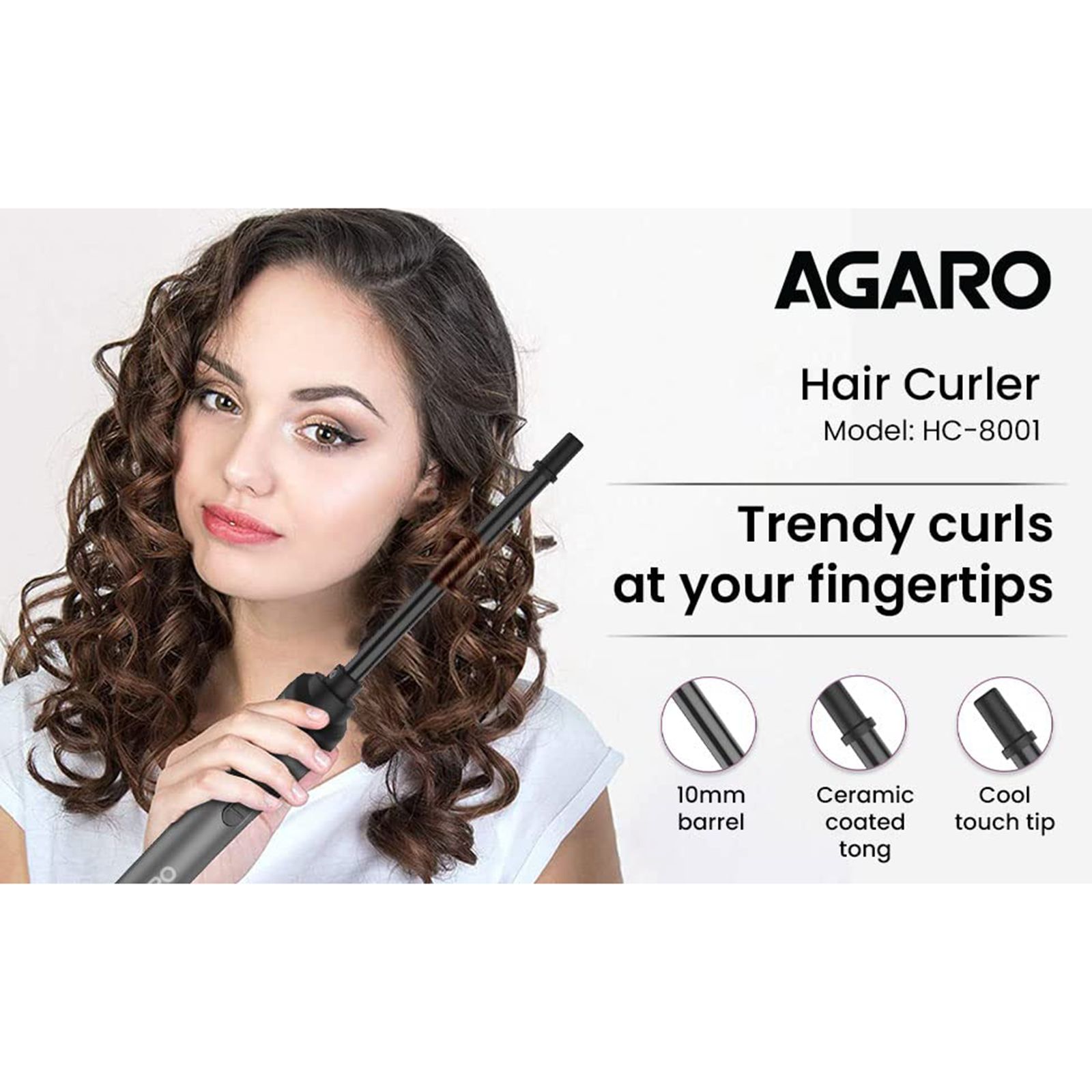 Buy AGARO HC8001 Hair Styler With Ceramic Coated Plates Cool Touch Tip